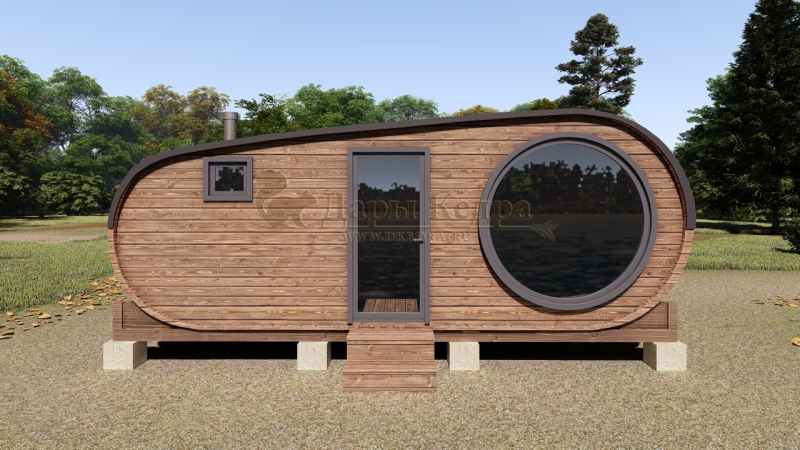 Баня-бочка «Танк» из кедра 6х2,2 метра