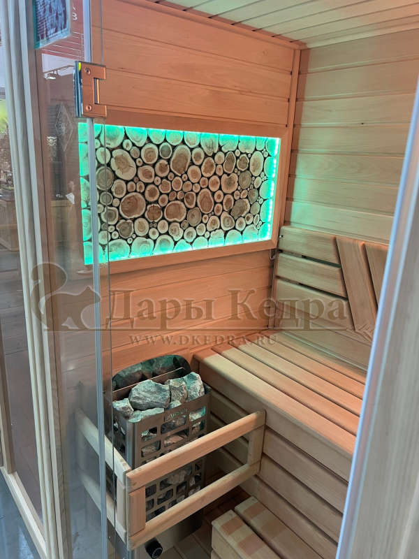 Двухместная прямая финская «Элит» сауна кабина из кедра и липы с электрокаменкой