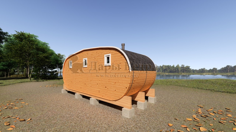 Баня-бочка овальная из кедра 6х2,2 метра